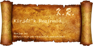 Kirják Reginald névjegykártya